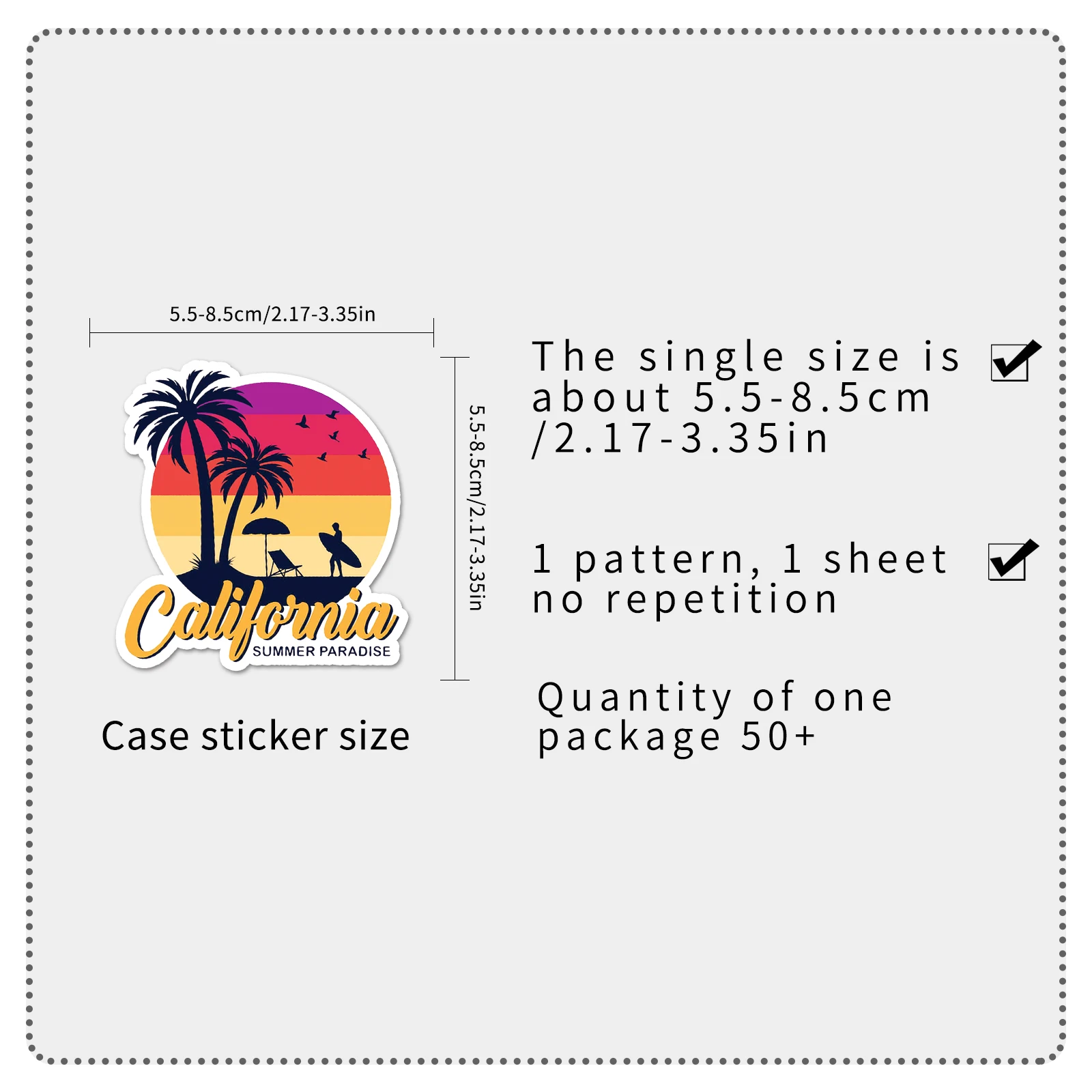 50Pcs California City Series Cartoon Cute Waterproof Sticker Skateboarding Snowboard Retro Vinyl Sticker