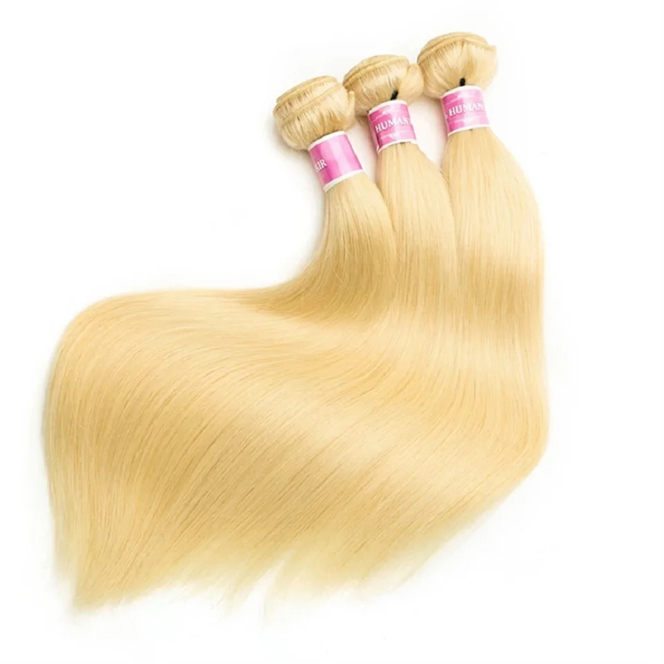 Paquetes de cabello humano lacio 613 Remy extensiones 1/3/4 piezas rubio teñido 613 lacio para mujeres 36 38 40 pulgadas 2
