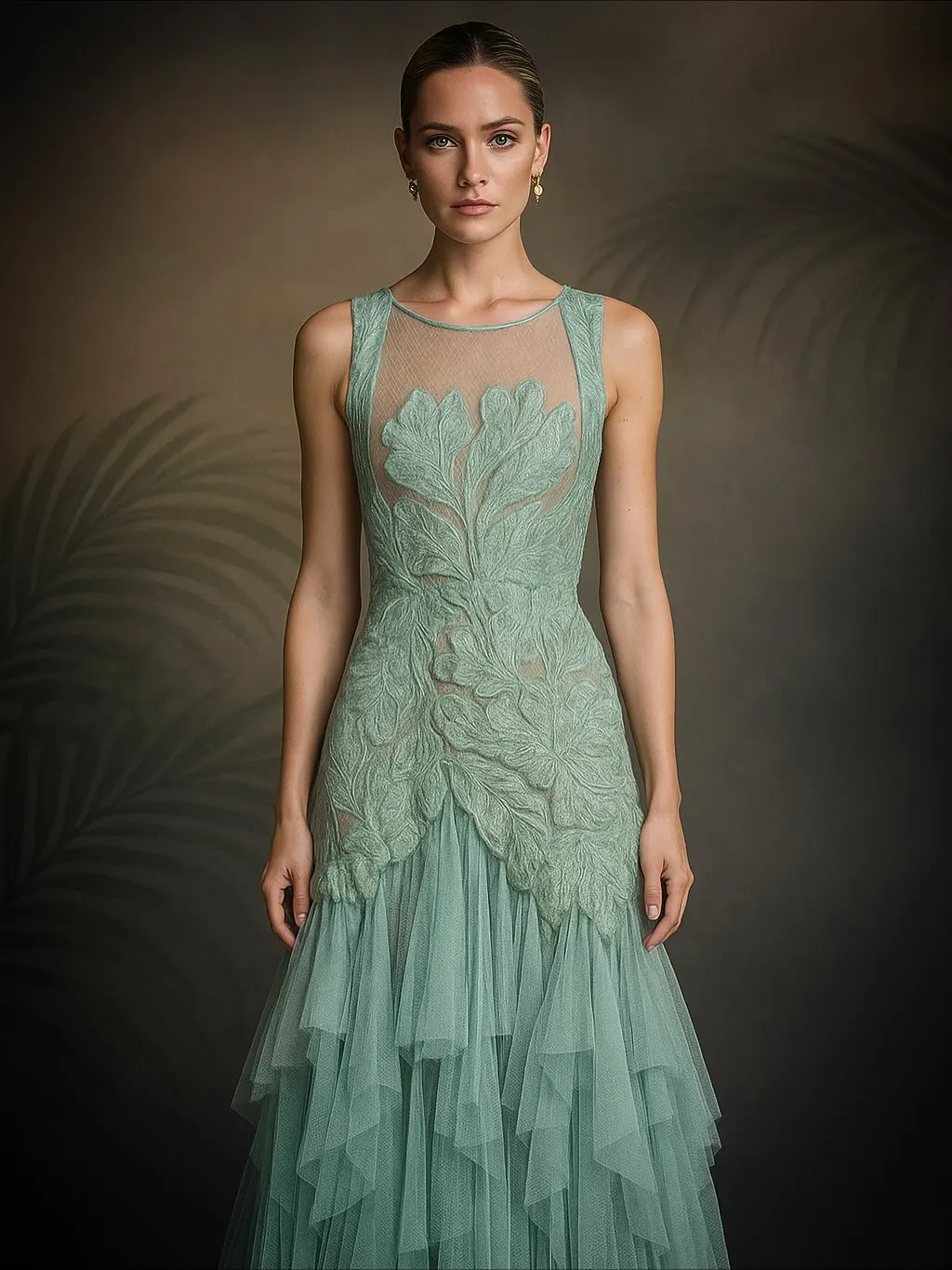 تصميم جديد أنيق س الرقبة بلا أكمام التطريز مساء اللباس رقيق المتدرج تول زهرة الجنية حفلة موسيقية ثوب الزفاف الرسمي