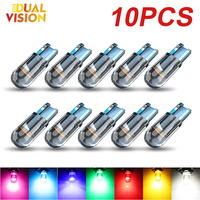 10pcs New W5W LED Canbus T10 Car Lights Glass Interior Parts Bulbs White Red Blue Auto License Plate Lamp Dome Read Lights 6000K
