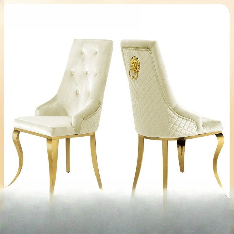 

Stainless steel modern hotel dining chair high-end soft bag white fashion restaurant chair light luxury velvet back chair