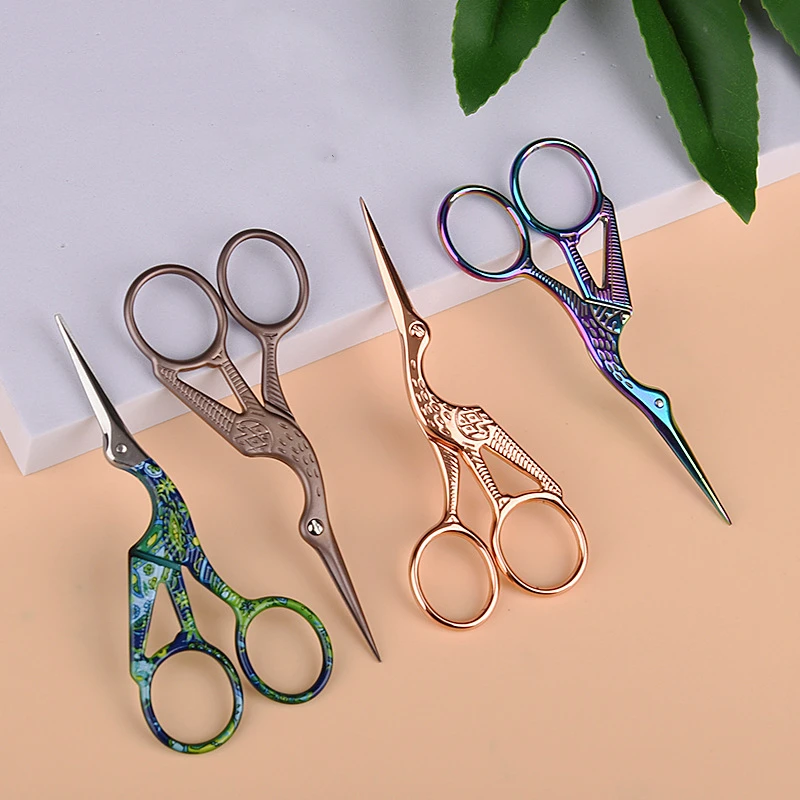 2 Size Stainless Steel Stork Scissors Sharp Small Stork Scissors Dropshipping Center Gold Craft Sewing Tools Needlework Scissors