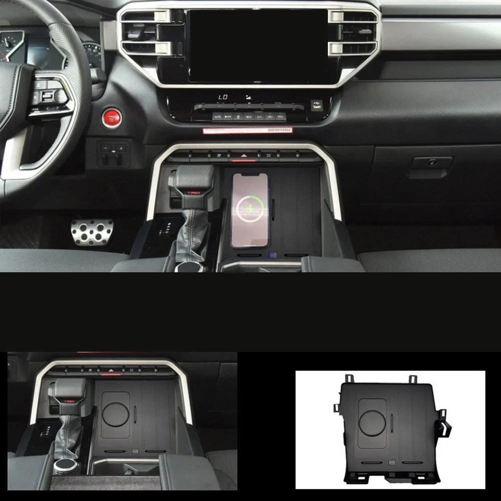 Console Integrated Wireless Charger 15W for Toyota For tundra 2022-2024 For Sequoia 2022-2024 ABS Black Fast Charging Unit
