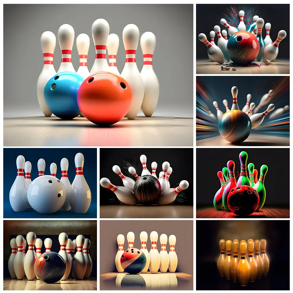 

Bowling 5D Diamond Painting Kit Sports Poster Mural DIY Diamond Embroidery Cross Stitch Beginner Handicraft Home Wall Decor