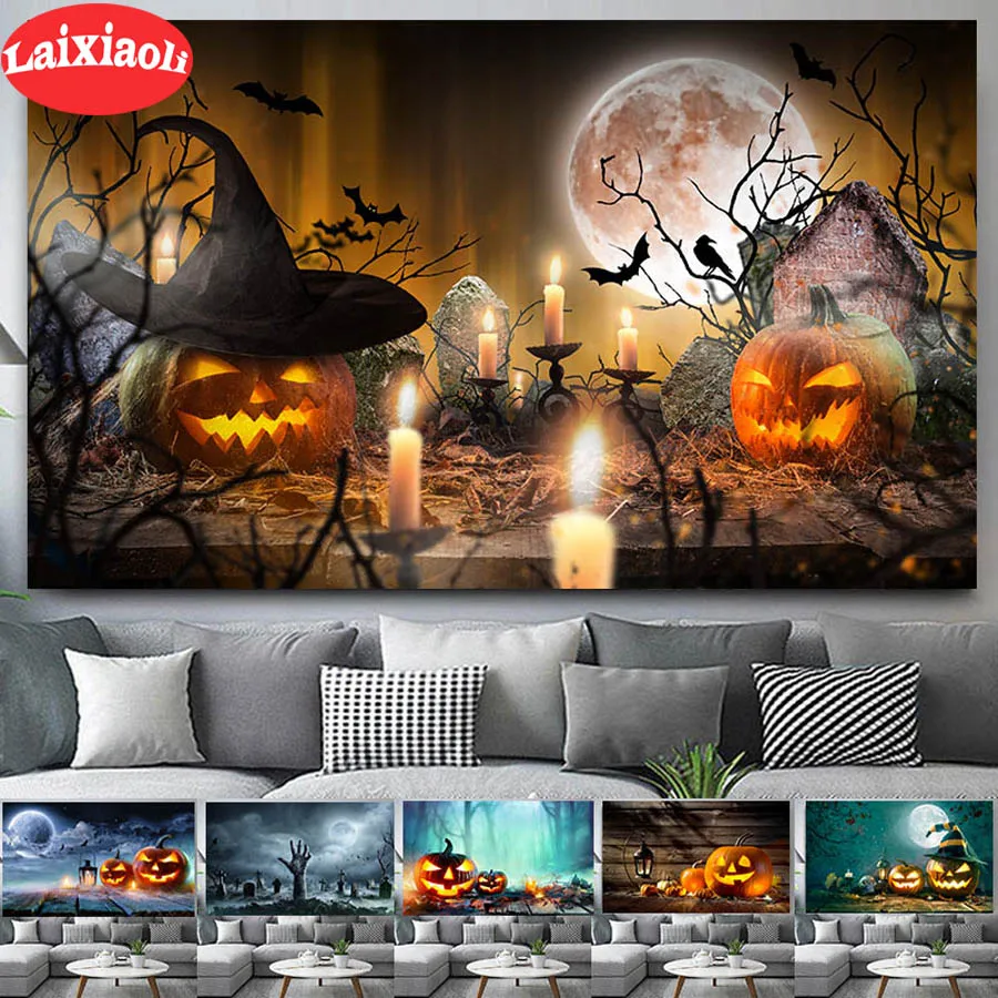 

5D embroidery Halloween Abstract Wall Art Horrified dark style Poster Wall Pictures diamond painting Home Decoration for bedroom