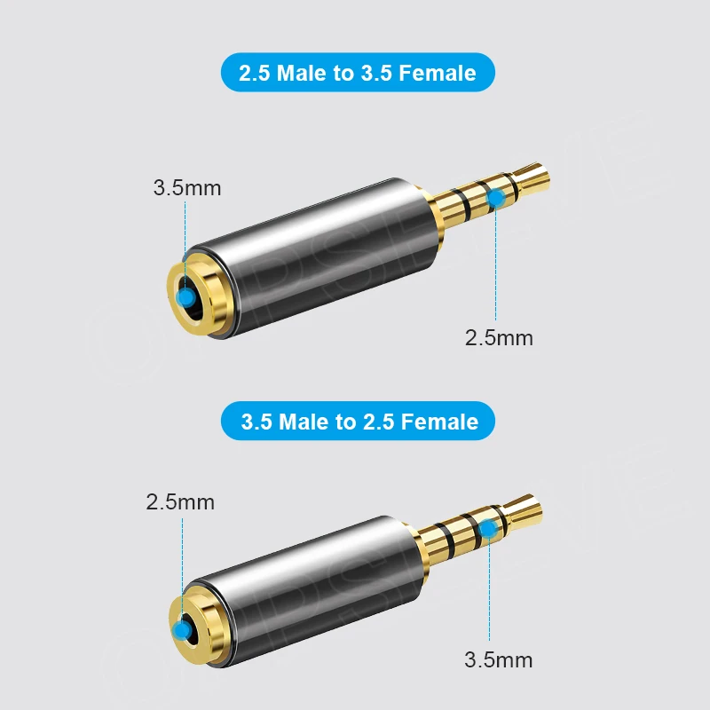 Oppselve Jack 3.5mm do 2.5mm Adapter Audio 2.5mm męski do 3.5mm żeńskie złącze wtykowe do głośnik Aux kabla słuchawki Micphone