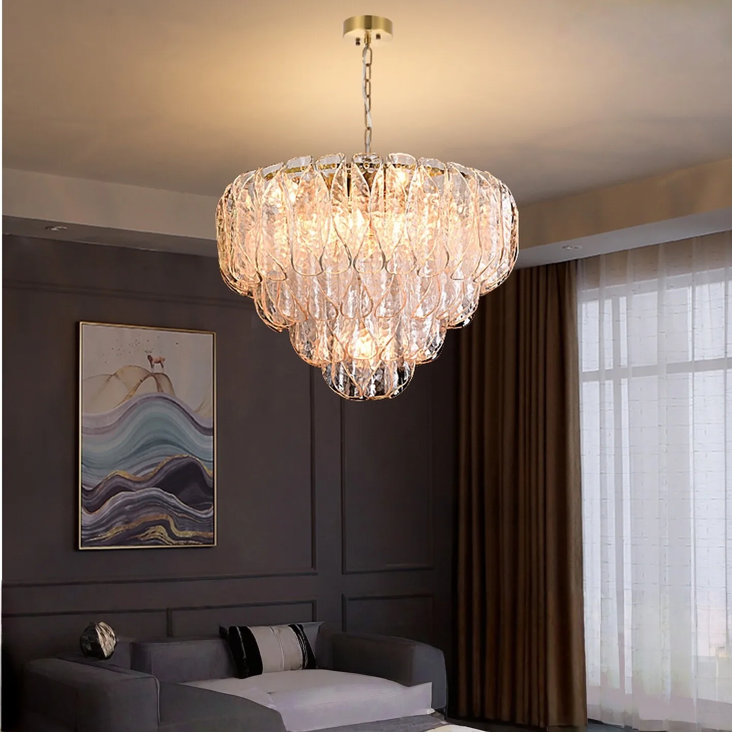 

Postmodern Living Room Bedroom Dining Room Light Luxury Crystal Glass Tube Model Room Nordic Lighting Fixtures Pendant Ligh