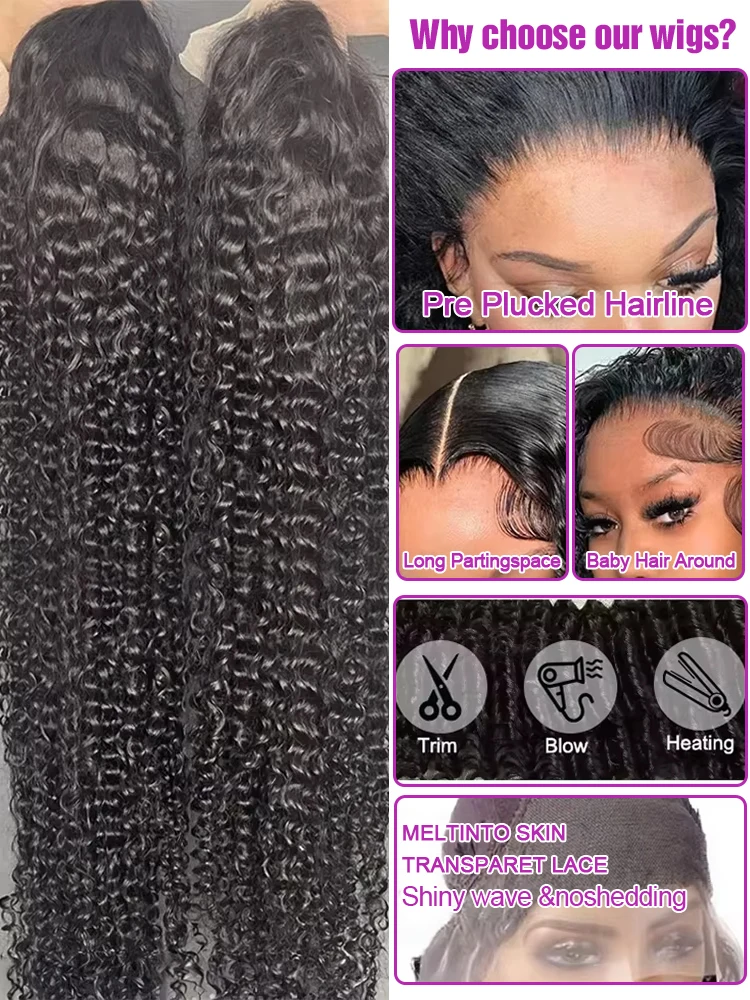 40 46 بوصة مجعد الباروكات الشعر البشري 13x6 HD موجة عميقة الدانتيل الباروكات الأمامية 300% الكثافة 7x5 خصلات الشعر المستعار الإنسان غلويليس لملابس نسائية الذهاب