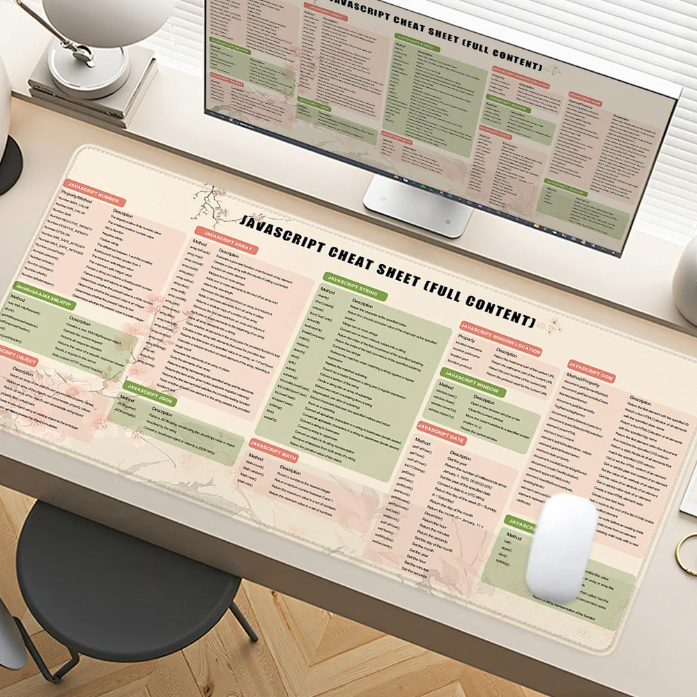 لوحة ماوس جاف سكريبت، قاعدة مطاطية كبيرة، ملحقات مكتبية، حافة مخيطة غير قابلة للانزلاق، لوحة مكتب باللغة الإنجليزية والإسبانية والفرنسية