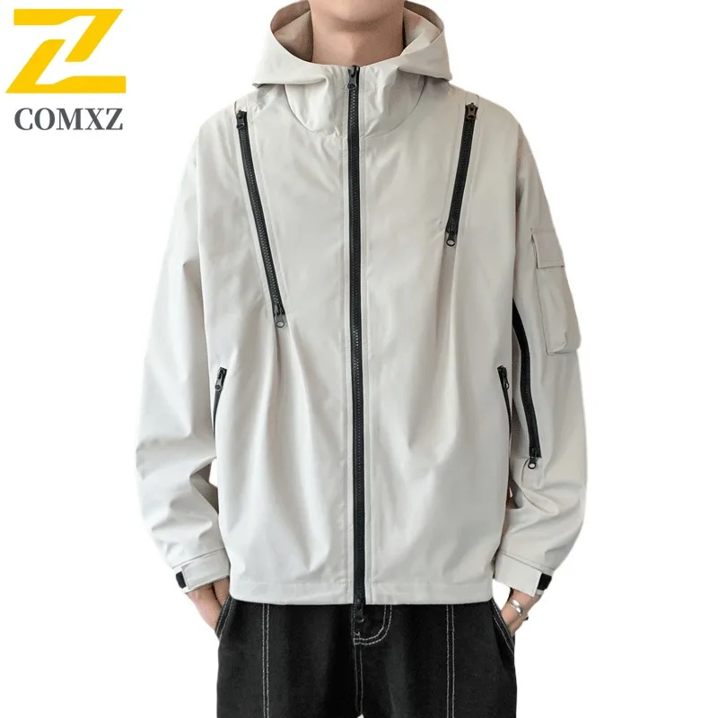 معطف COMXZ مقاوم للمطر مقاوم للرياح ومقاوم للماء وخفيف الوزن للسفر في الهواء الطلق وسترة لراكبي الدراجات النارية والتسلق ومقاومة للخدش ملابس خارجية للرجال #5