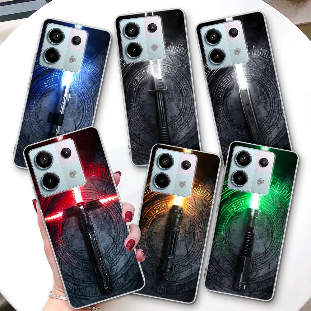 Star Wars Lightsaber Case for Xiaomi Redmi Note 13 10 10S 9 12 8 11T 11 Pro Plus 11S 12 12S 11E 9S Transparent Soft Phone Cover