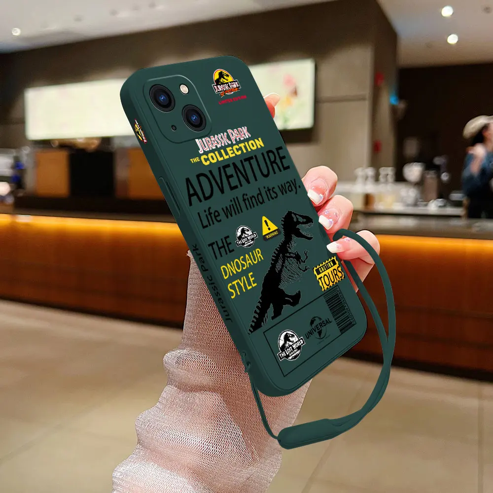 Coque Jurassic ParkS CapaS plate Phone Case For iPhone 15 14 13 12 11 Pro Max Mini X XR XS MAX SE20 8 7 Silicone with Hand Strap