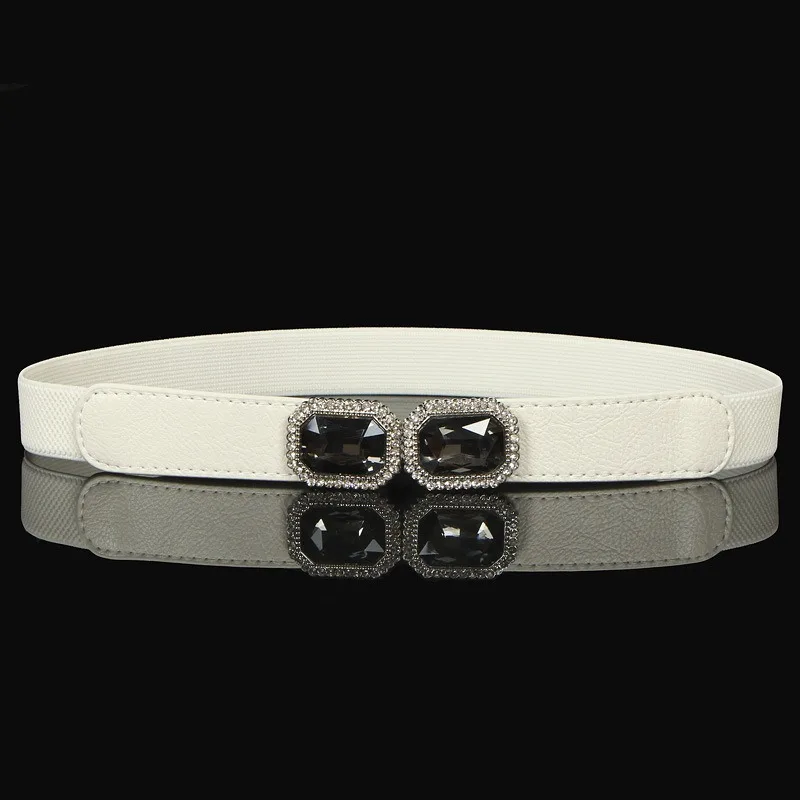 

Fashion Pairs of Buckle Rhinestone Elastic Waist Belt Trend Korean Version of The Versatile Dress Women‘s Waistband Decoration