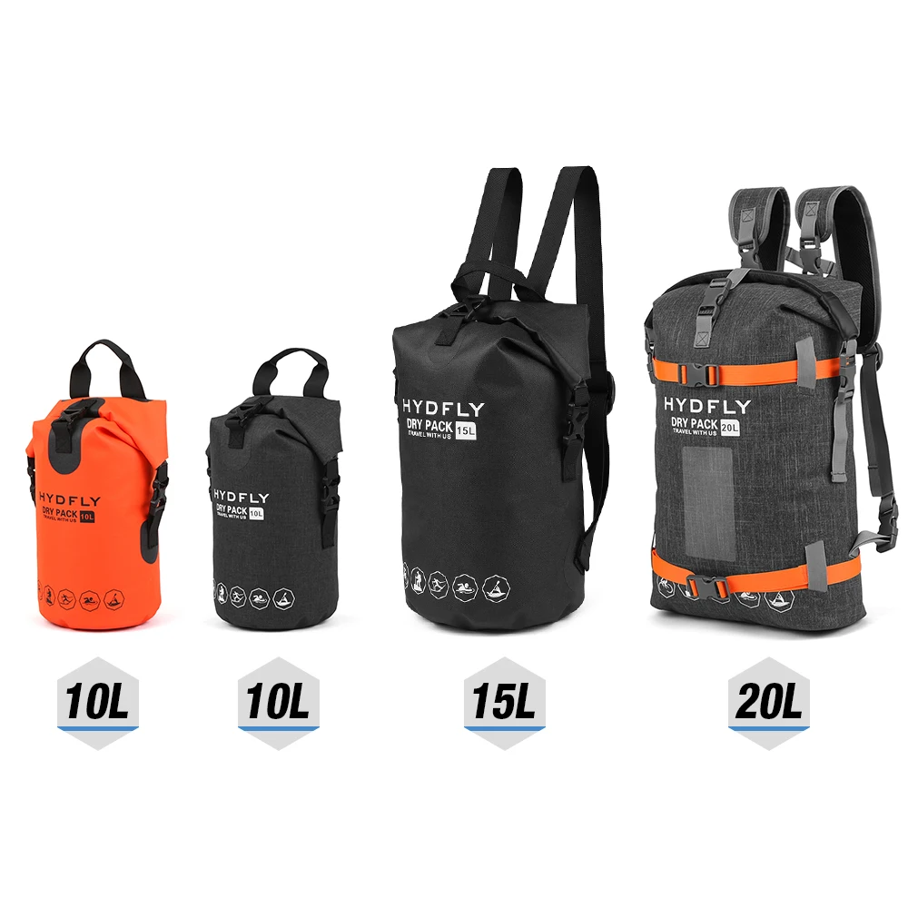 Outdoor Waterproof Dry Bag River Trekking Floating Roll-top Backpack Drifting Swimming Water Sports Dry Bag 10L / 15L / 20L