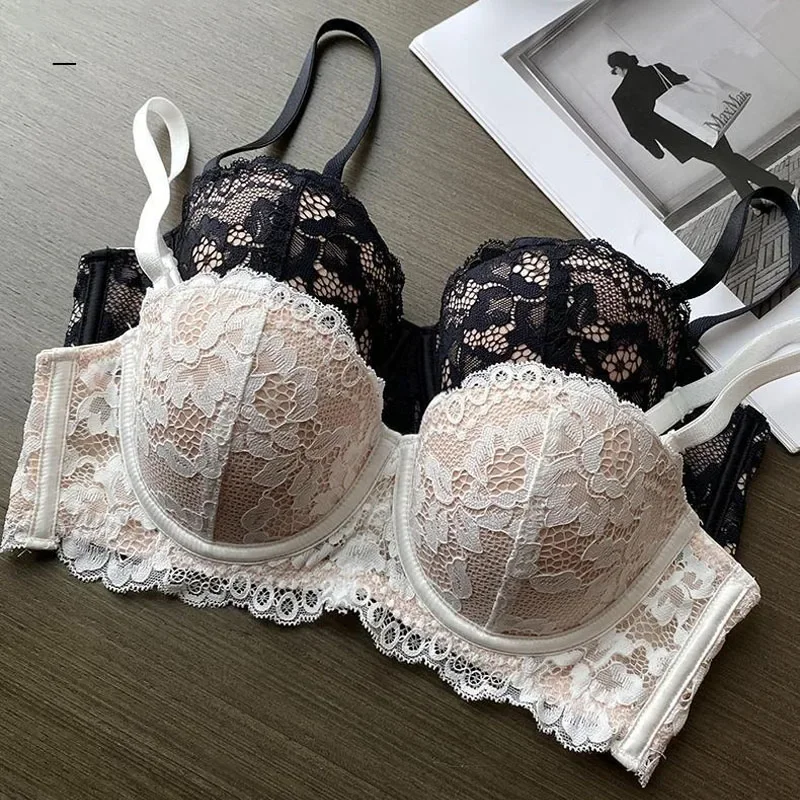 Women 1/2 Cup Lace Bra Sexy Floral Underwire Underwear Ladies Push Up Bras Female Comfortable Bra Half Cup Brassiere Lingerie