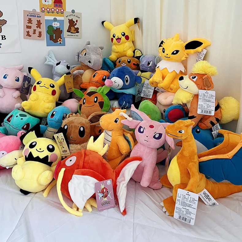 Wysokiej jakości pluszak Pokemon Gengar z metką, anime, kreskówka Pikachu Charmander Squirtle Bulbasaur, wypchana lalka, prezent dla dzieci
