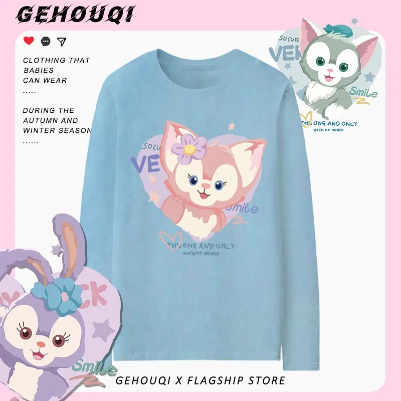 

Disney Lina Belle Joint T-shirt Women Long Sleeve Star Delu Love Pattern Design Sense Cotton Clothes For Girls