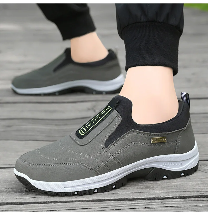 Wasserdichte Slip-On-Wanderschuhe für ältere Herren, rutschfest, stoßdämpfend, mit Profilsohle, für den täglichen Gebrauch im Freien, Freizeitschuhe, Wanderschuhe – Detail 21