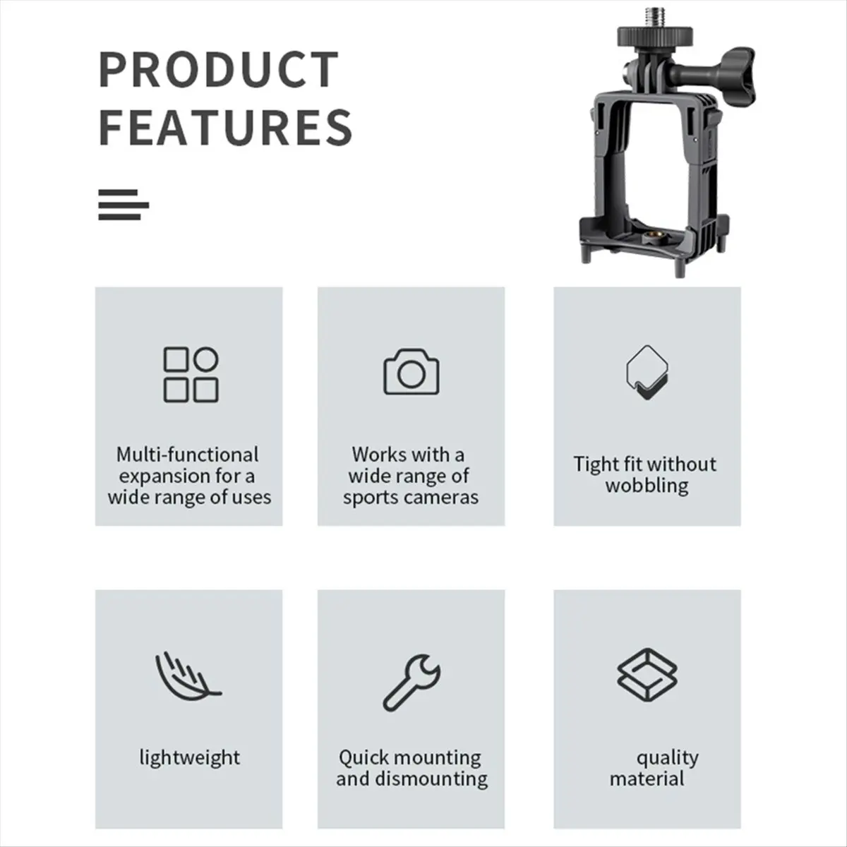 ABGN  Upper Expansion Bracket for Avata 2 Action Camera Mount Adapter Fixed Base with 1/4 Adapters
