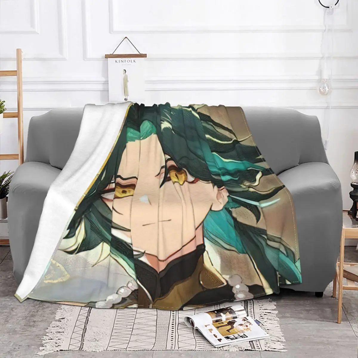 

Genshin Impact Xiao Portrait Blankets Flannel Print Multifunction Lightweight Thin Throw Blankets for Home Outdoor Quilt