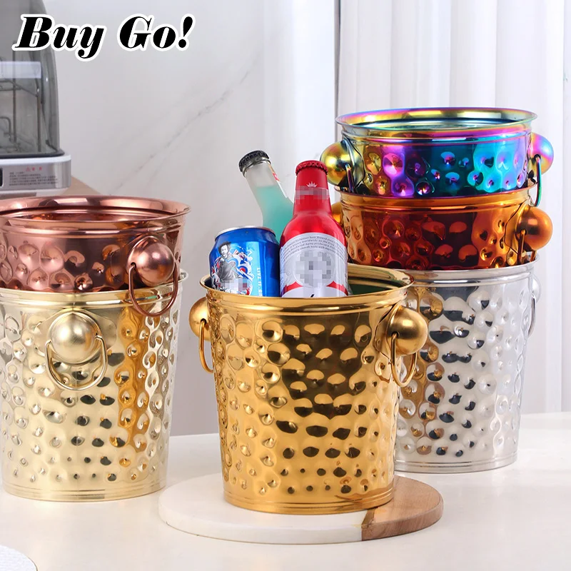 1PC Stainless Steel Ice Bucket Portable 3L Ice Chiller Cooler Ice Cube Container for Wine Champagne Beer Party Bar Tool