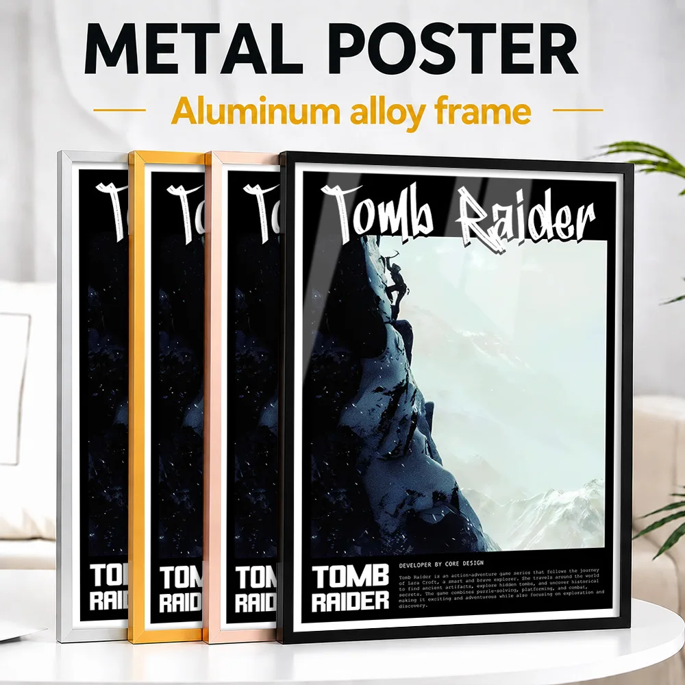 Tomb Raider Game Framed Metal Poster Personalized Hero Tribute Wall Art Designed For Cosplay Enthusiasts To Display In Studio