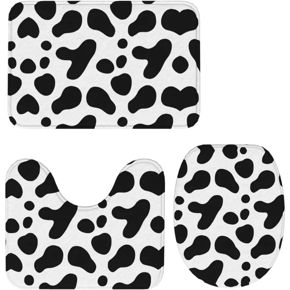 

Black Leopard Print 3 Piece Bathroom Rugs Set Non-Slip Bottom for Easy Cleaning and Maintenance