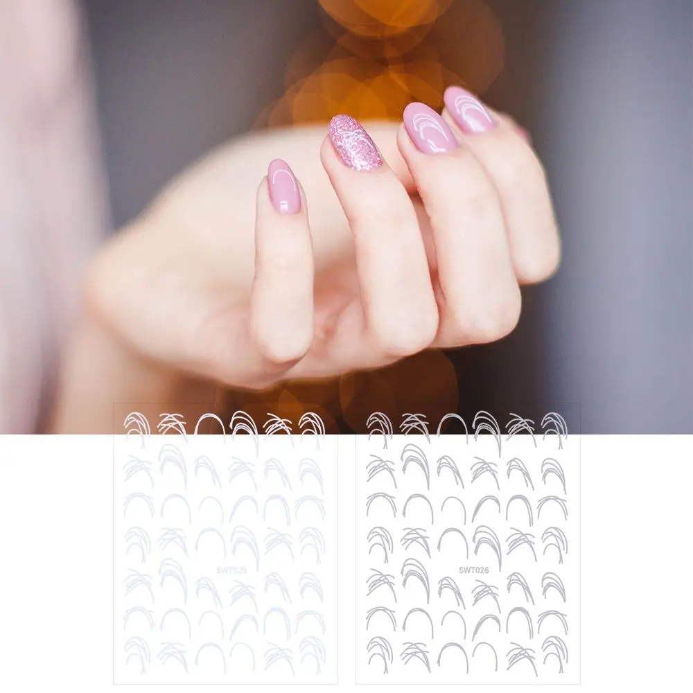 Wavy Line Crescent Smile Wave Edge Brushed Line French Nail Stickers Nail Decorations Line Nail Decals Manicure Accessories