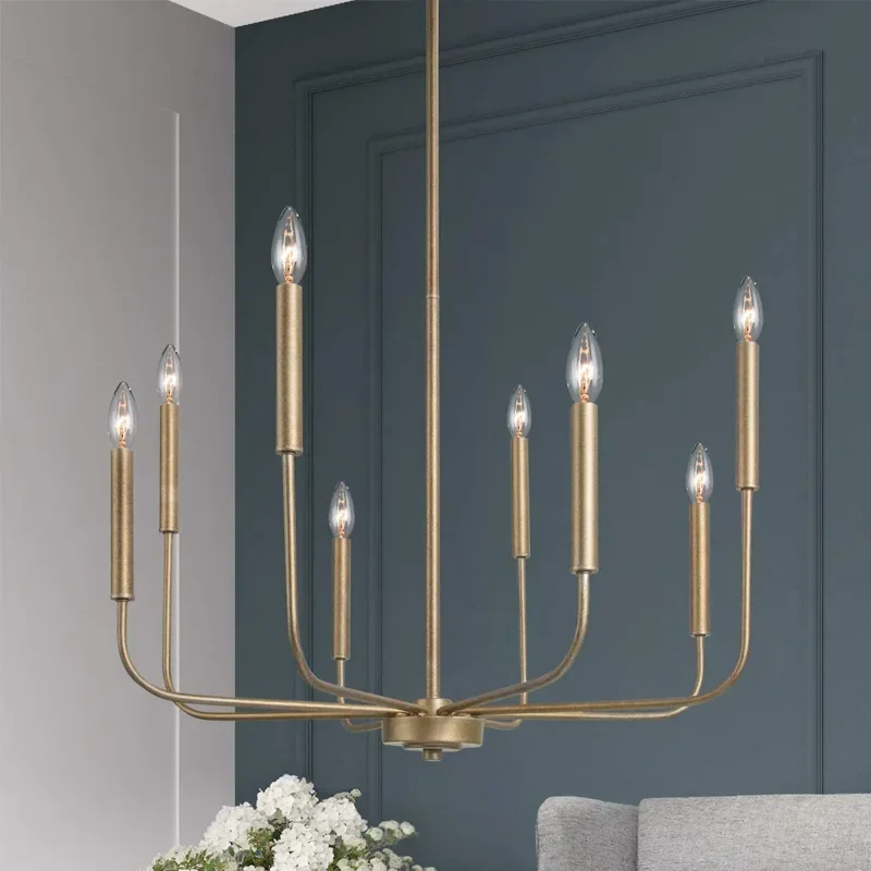 American Style Retro Chandelier Dining Room Kitchen Bar Hanging Light Fixtures Gold Black Metal Drop Shipping Include E14 Bulb