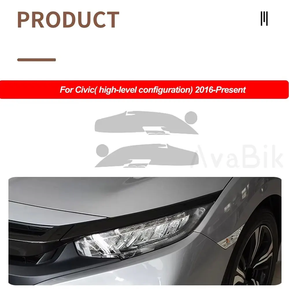 

2 Pcs Car Headlight Protective Film Smoked Black TPU PPF Sticker for Honda Fit Civic Accord CR-V Pilot HRV Odyssey Accessories