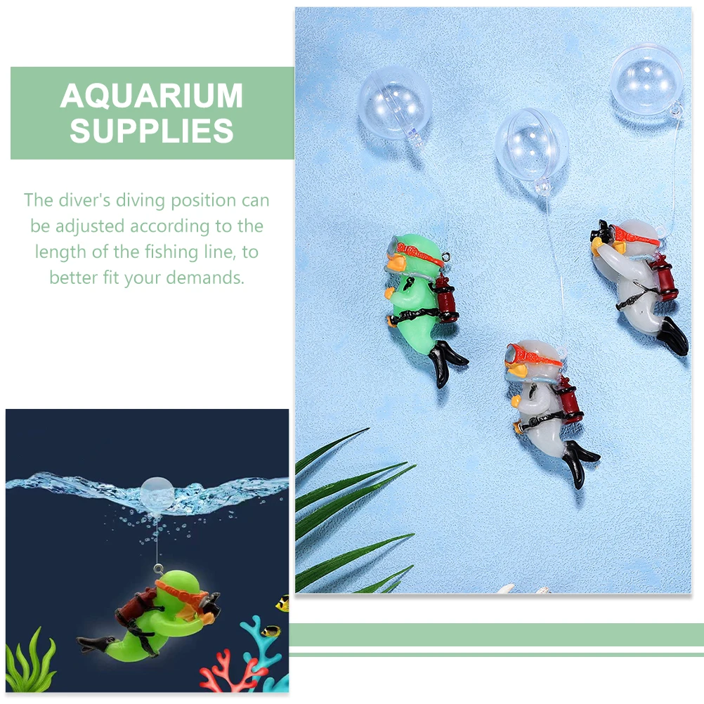 

2Pcs Glow in The Dark Diver Decorations Floating Aquarium Ornaments Adjustable Diving Position Fish Tank Supplies Unique Fish