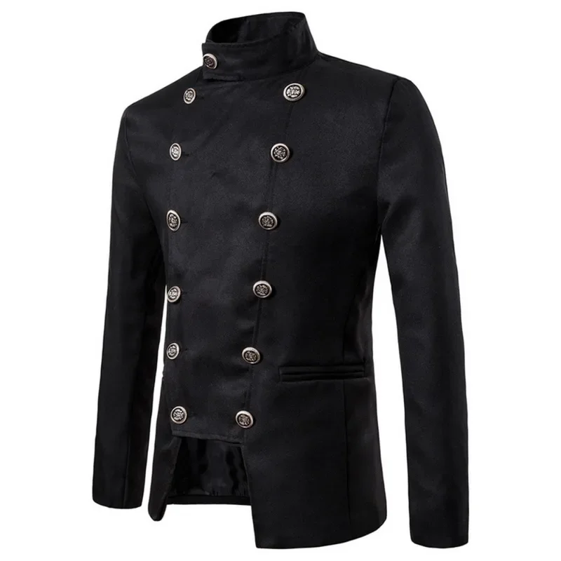 Medieval Retro Gothic Steampunk Cosplay Costume Palace Stand Collar Jacket for Men Adult Halloween Carnival Party Suits Roleplay