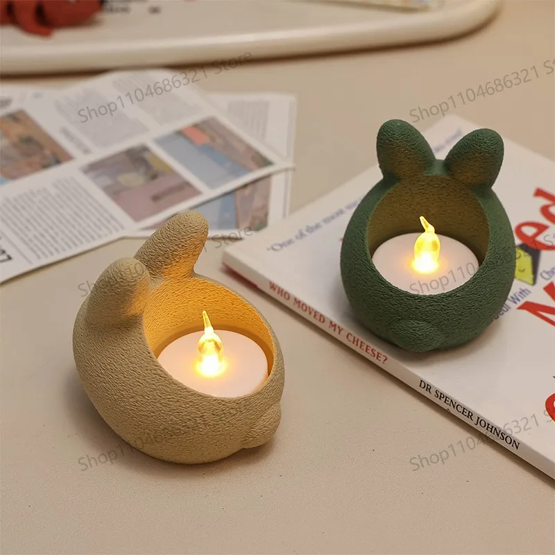 3D-gedruckter Osterhase LED-Teelichthalter, niedliches Hasenmodell, Osterdekoration, Geschenk für Zuhause