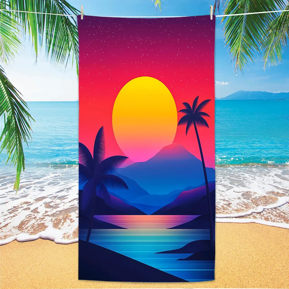 

Пляжное полотенце с принтом кокосовой пальмы, тонкая быстросохнущая микрофибра с цифровой печатью, легкая для плавания, йоги, путешествий, тренажерного зала, подарок