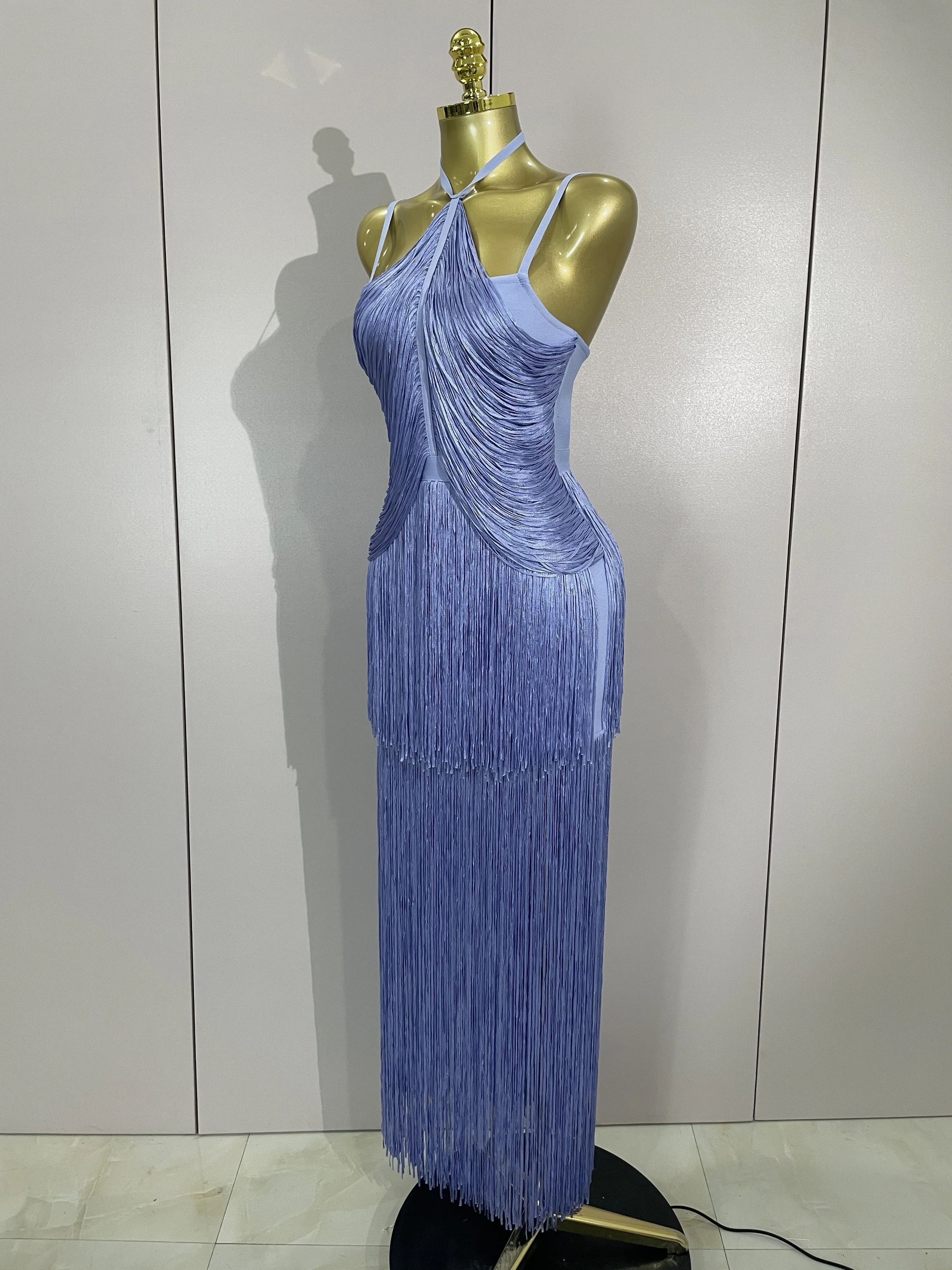 Frauen Sexy Backless Quaste Ankle Bodycon Verband Kleid Promi Elegante Abend Prom Club Luxus Geburtstag Party Outfit