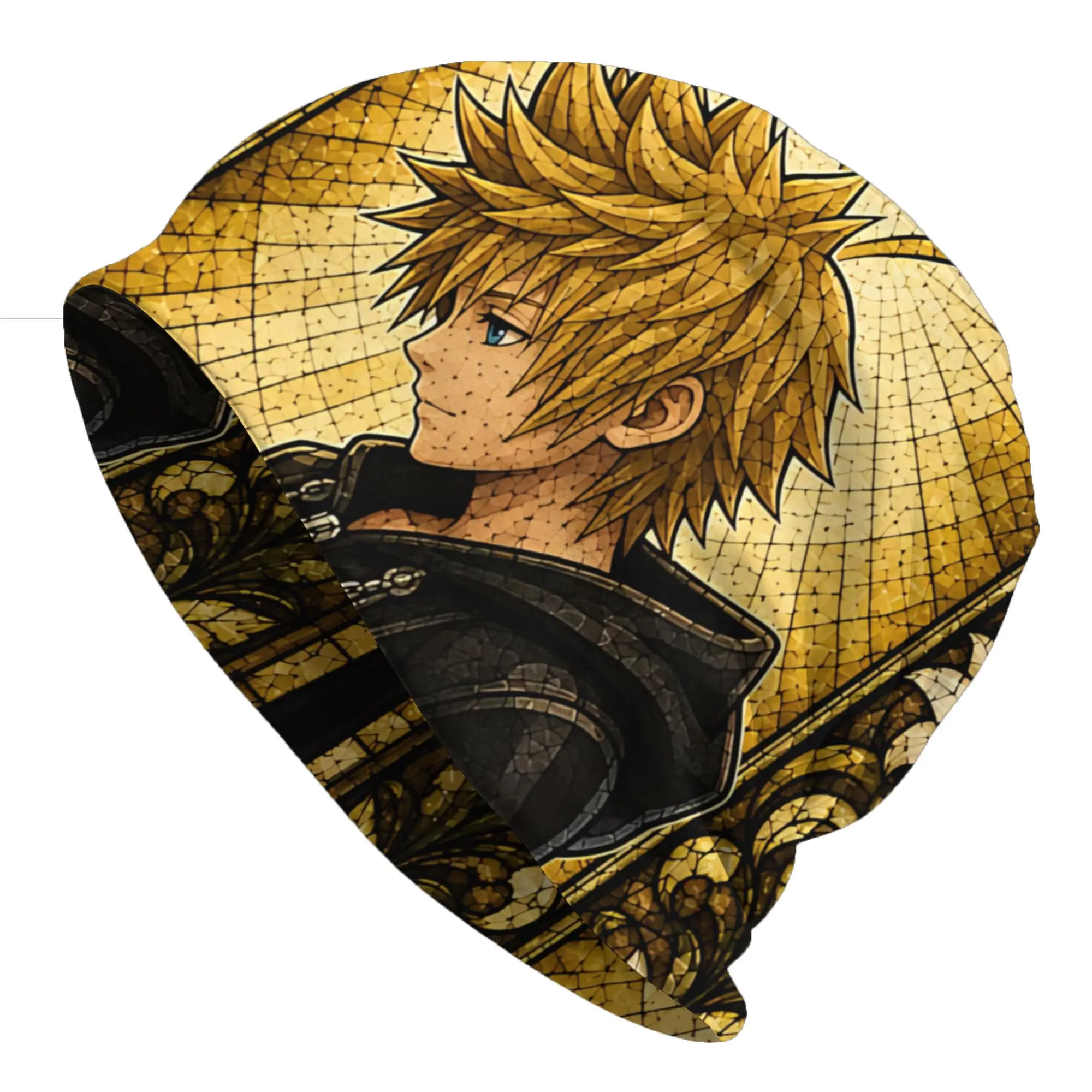 Axel Kingdom Hearts Stained Glass Art Hat Thin Caps Men Women  Skullies Beanies Ski Caps Soft Bonnet Hats