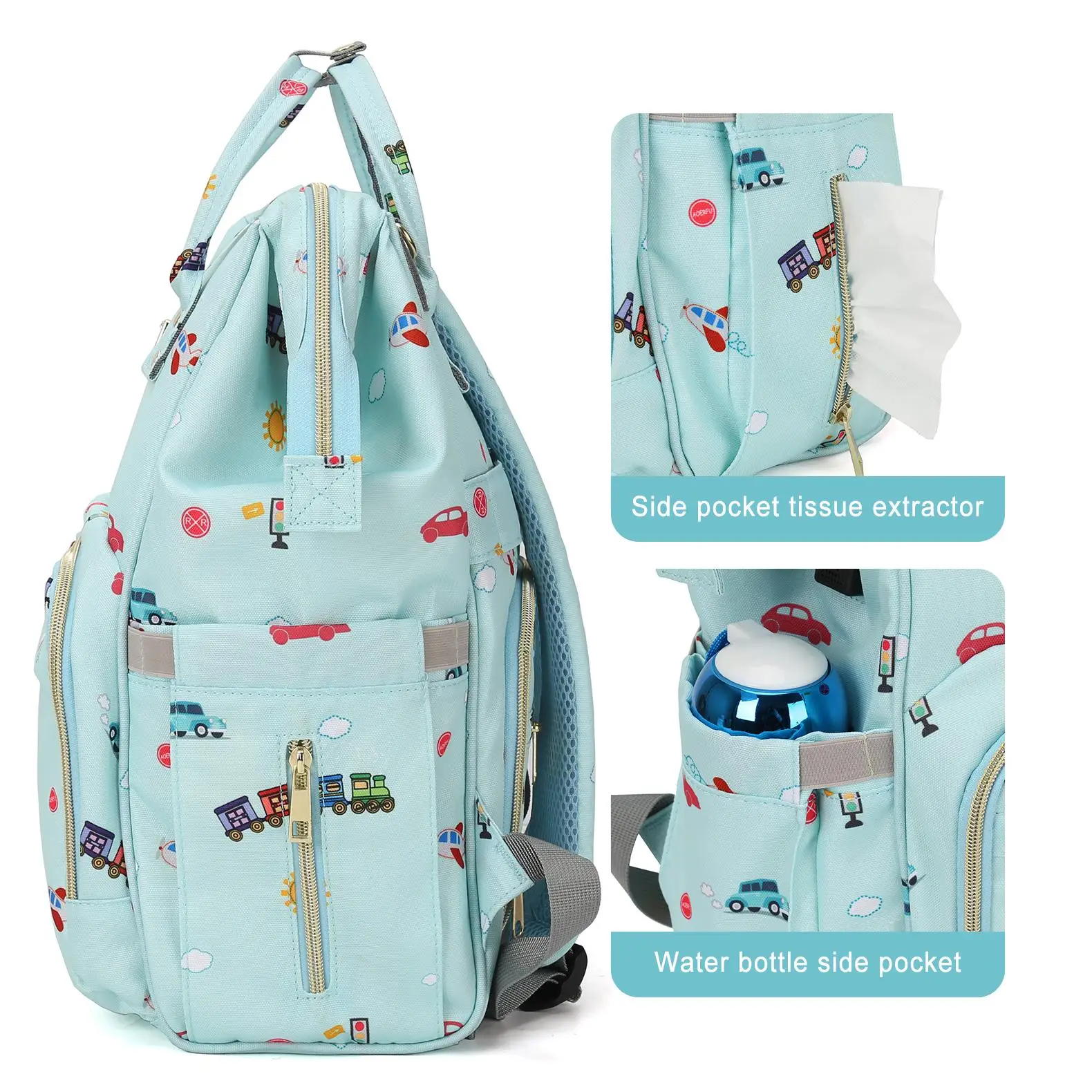 Baby Diaper Bag Backpack for Boys Girls, Diaper Backpack Travel Diaper Bags Changing Pad Shower Newborn Essentials Items for Mom