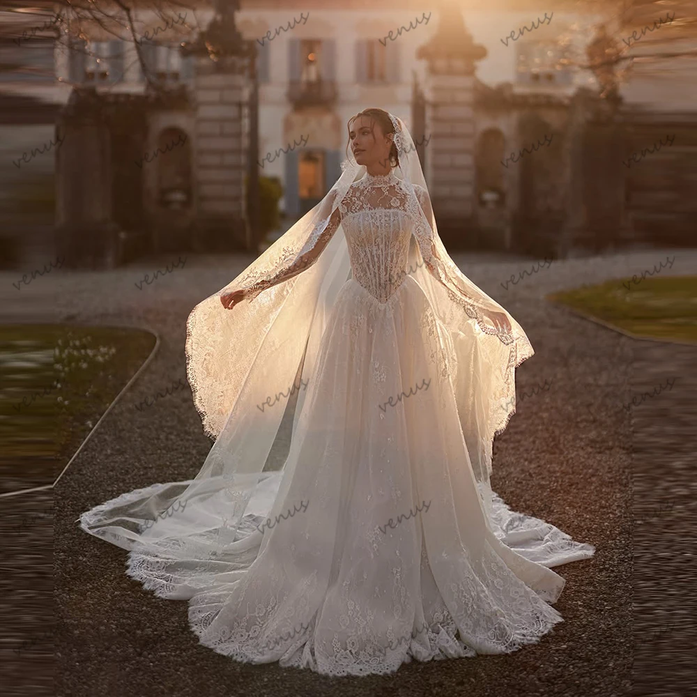 Exquisite Hochzeitskleider Wunderschöne Brautkleider Spitzen-Stufenkleider Bescheidene Elegante Brautkleider Vestidos De Novia Maßgeschneidert