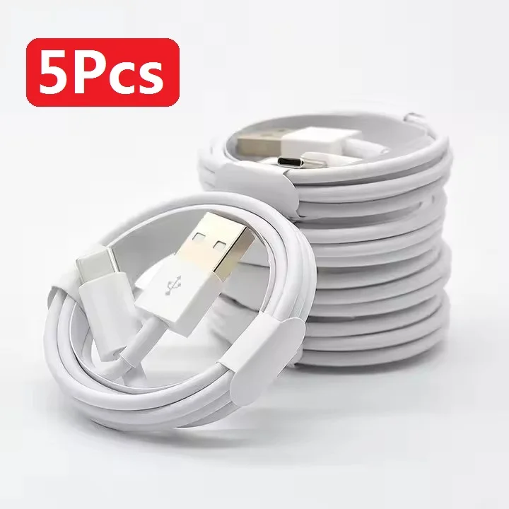 5Pcs Fast Charging Cable Usb Tpu Type C Wire Data Cord For Mi 13 12 11 Pro Poco F5 Redmi Note 12 K60 Pad6