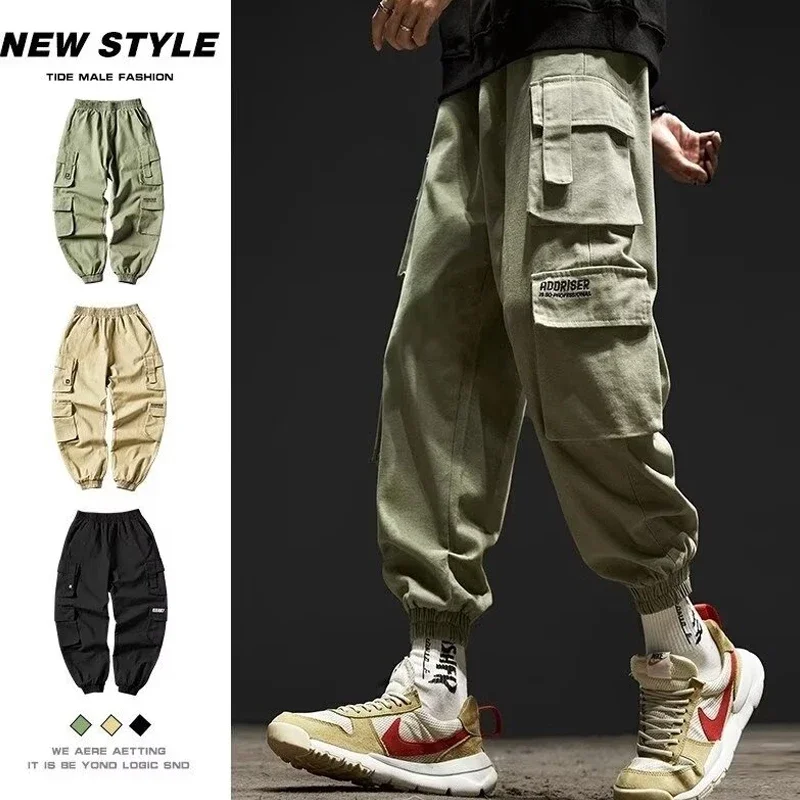 

Men New Casual Cargo Pants Male Fashion American Style Multiple Pocket Loose Fit Pants High Street Loose Fit Plus Size Pants
