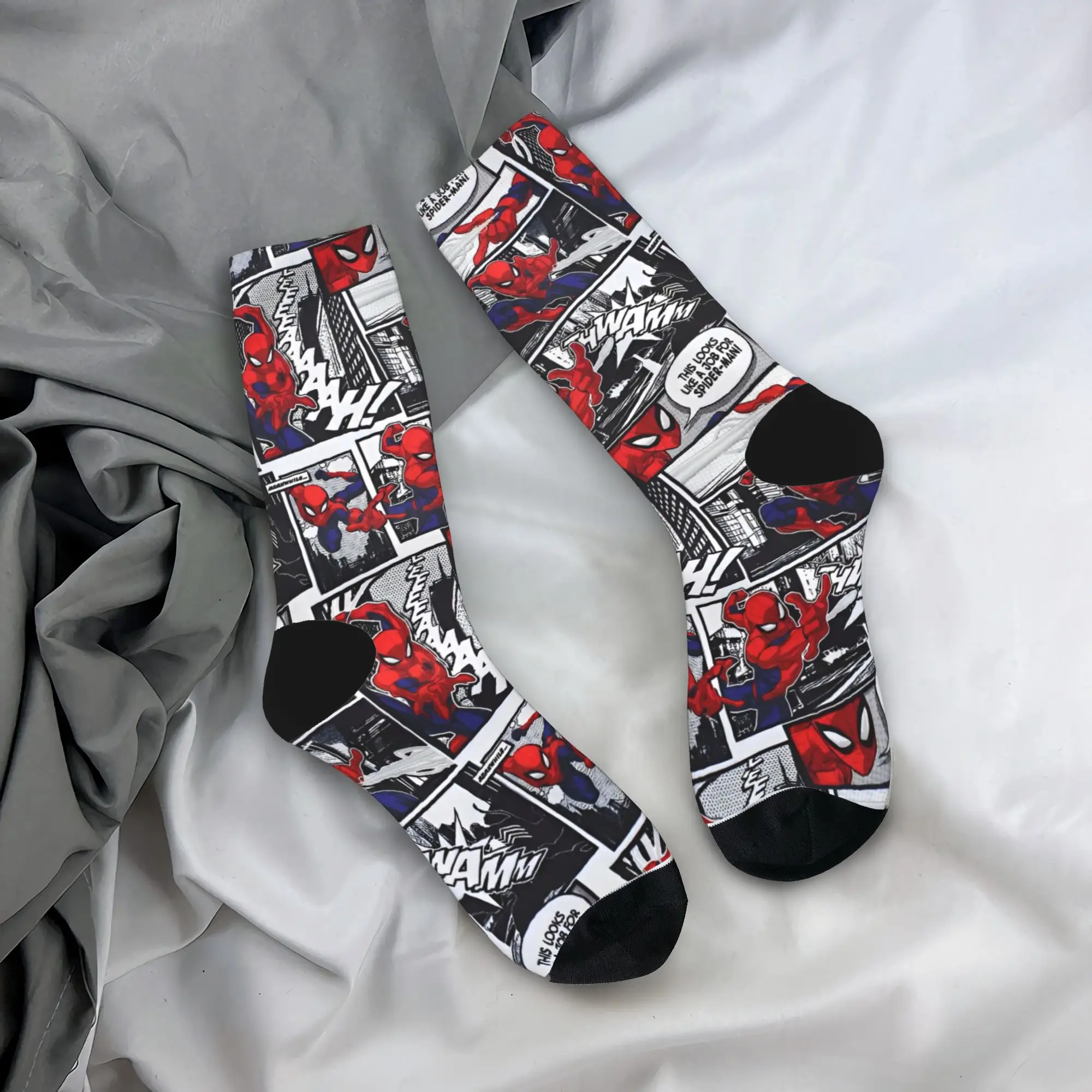 Calzini da uomo alla moda Harajuku Spidermans Hero Sock Poliestere Skateboard Calzino da donna Primavera Estate Autunno Inverno