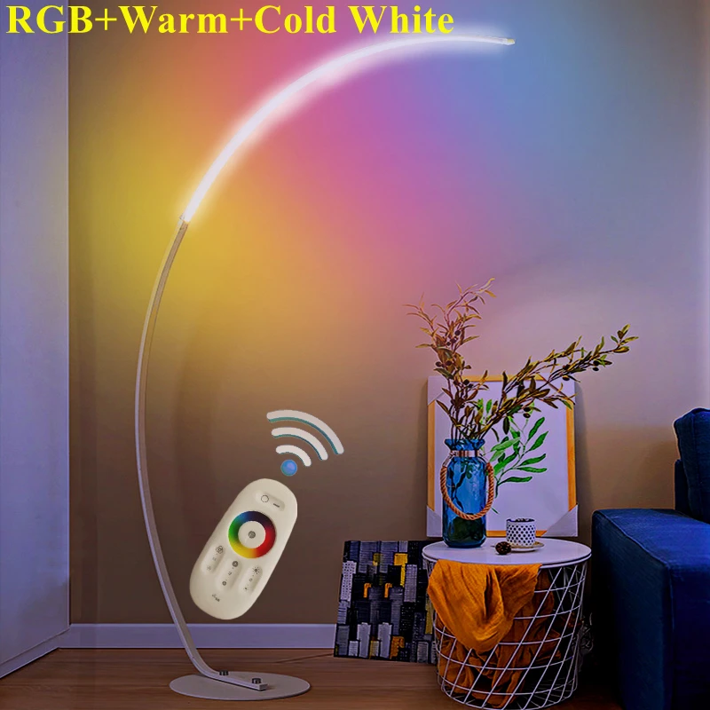 Indoor Lighing Dimmable RGB CCT Remote Control Floor Lamp Modern LED C Fishing Floor Light with Table Corner Reading Floor Lamps