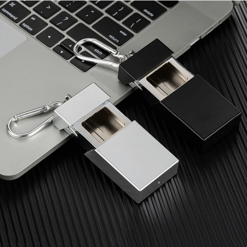 Mini Drawer Box Ashtray Creative Portable  With Key Chain Carabiner Metal Outdoor Ashtray Pocket Ash Tray 2024 New