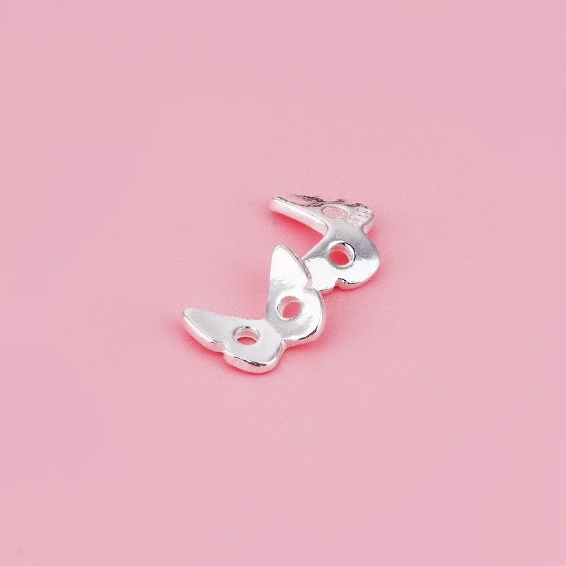 فراشة زر S925 فضة اللؤلؤ سوار كريستال فاصل ثقب مزدوج فاصل اليدوية DIY حبل النسيج التبعي #4