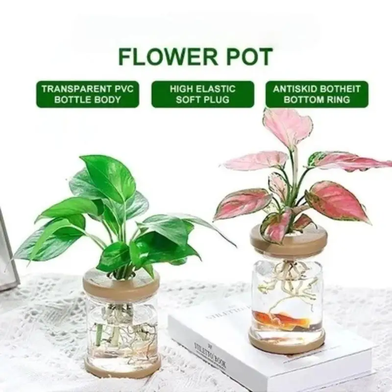 Nordic Plastic Hydroponic Vase Shatter Resistant Automatic Water Absorption Plant Pot Plastic Propagation Pot Desktop Flower Pot