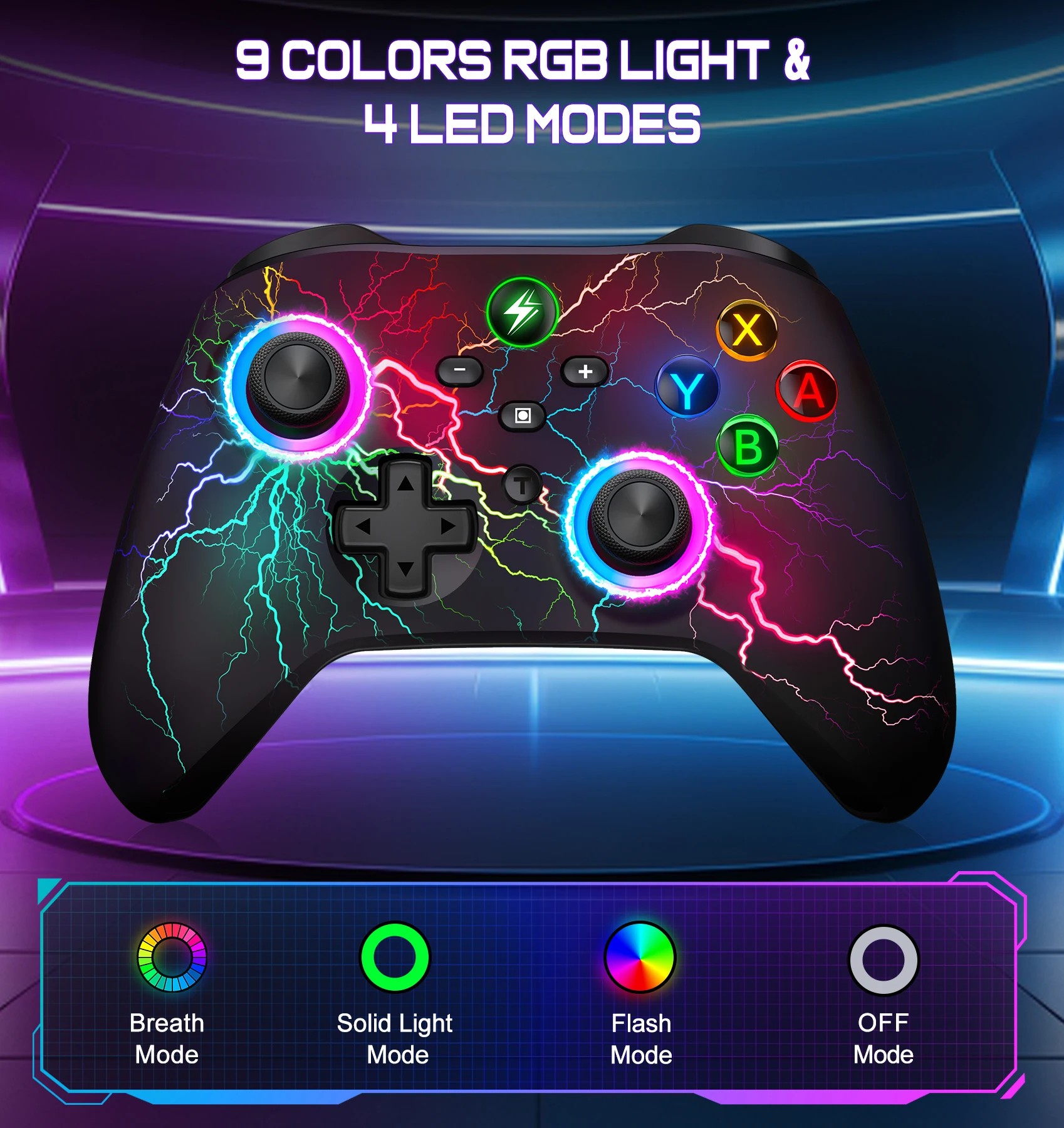 Controlador inalámbrico RGB para Nintendo Switch/OLED/Lite/Android/IOS, teclas programables, teclas Sble con cable, Gamepad para PC