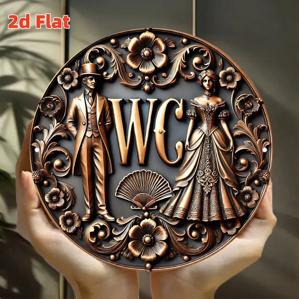Vintage Round Aluminum Wall Art 7.79x7.79 Inch Waterproof Durable Metal Sign Floral Decor For Home Cafe Bar Garage