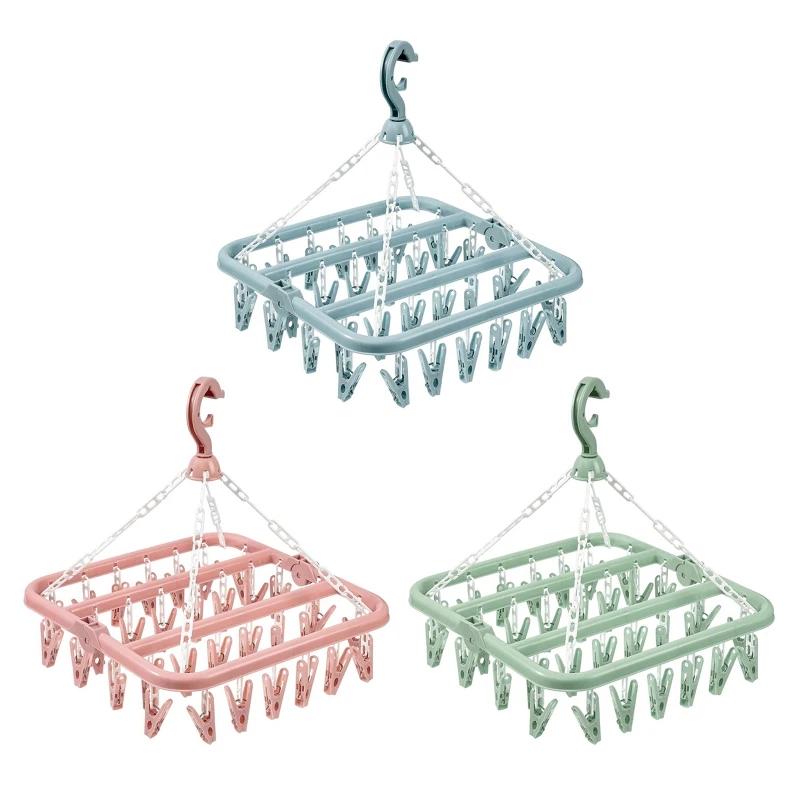 Folding Clothes Dryer Hanger 32 Clips Multifunctional Plastic Drying Rack for Home Bedroom Balcony Closet Clothesline fo