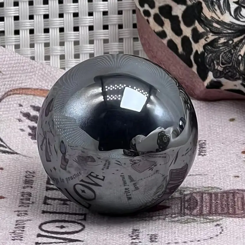 Natural Terahertz Metal Ball Crystal Sphere Non-Magnetic, Knuckle Massage, Energizes Inner Body Silver Ball Healing Gemstones