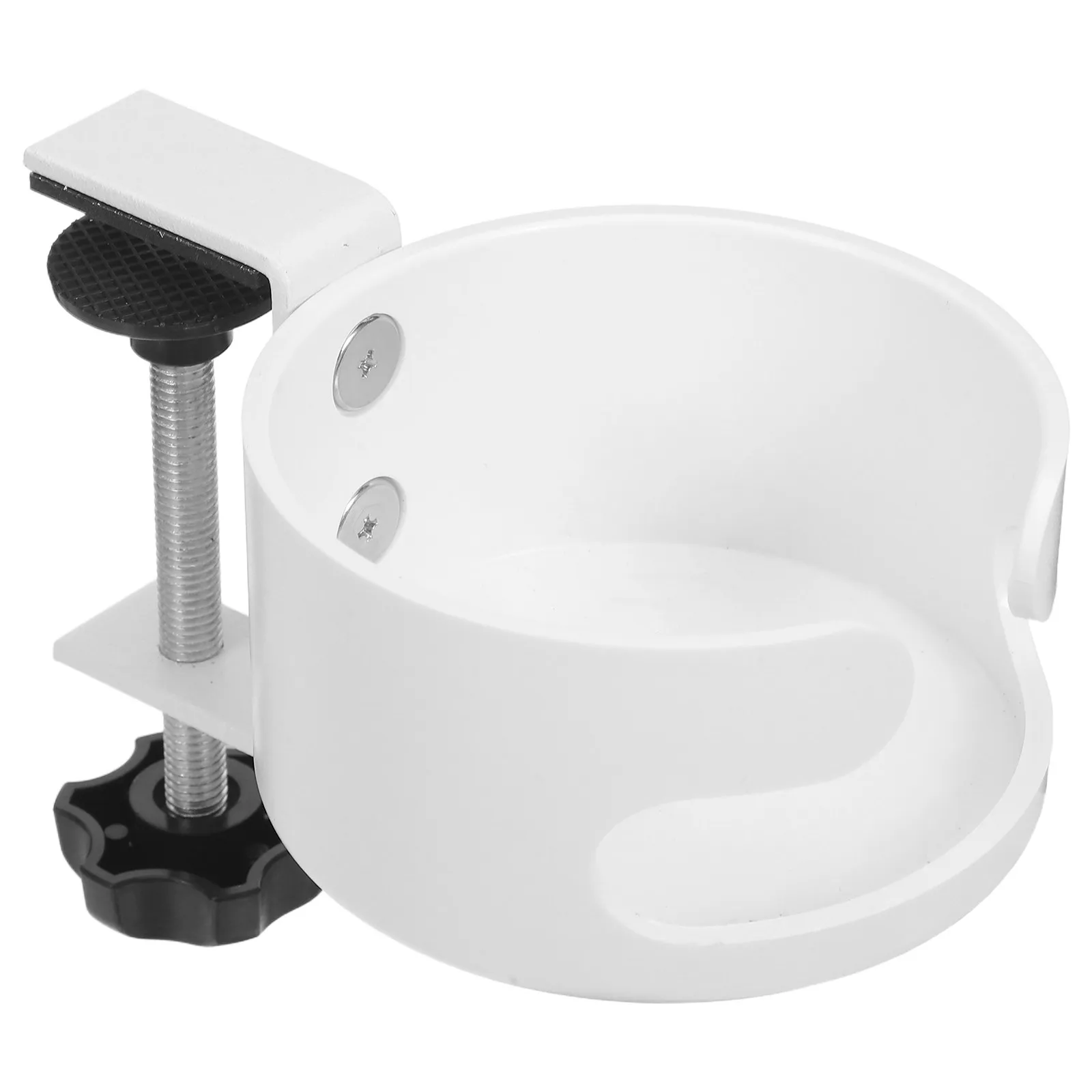White Plastic Anti-Spill Cup Holder Clip on Table Edge Desktop Drink Holder Stand Office Gaming Classroom Desk Accessory